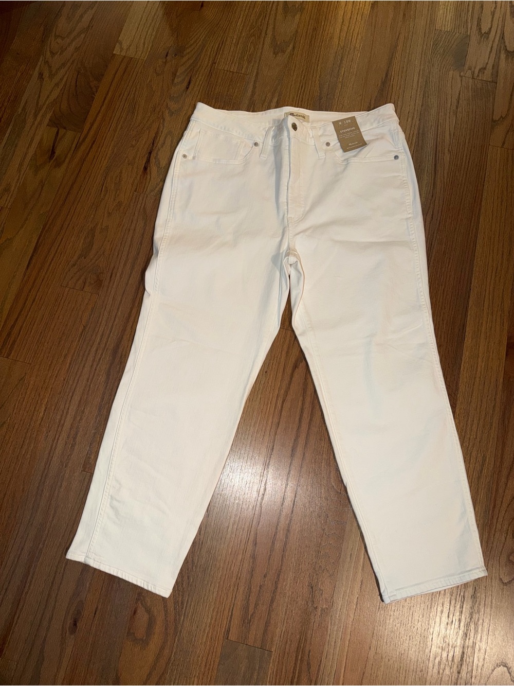 Madewell plus size stovepipe white jeans